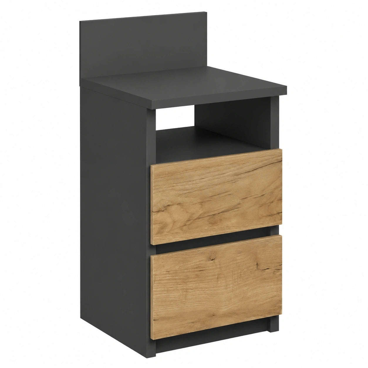 Vicco Nachtkommode Monty in Anthrazit und Eiche Goldkraft, 25 x 59,1 cm, mit 2 Schubladen, ideal für Bett- oder Sofa-Nähe