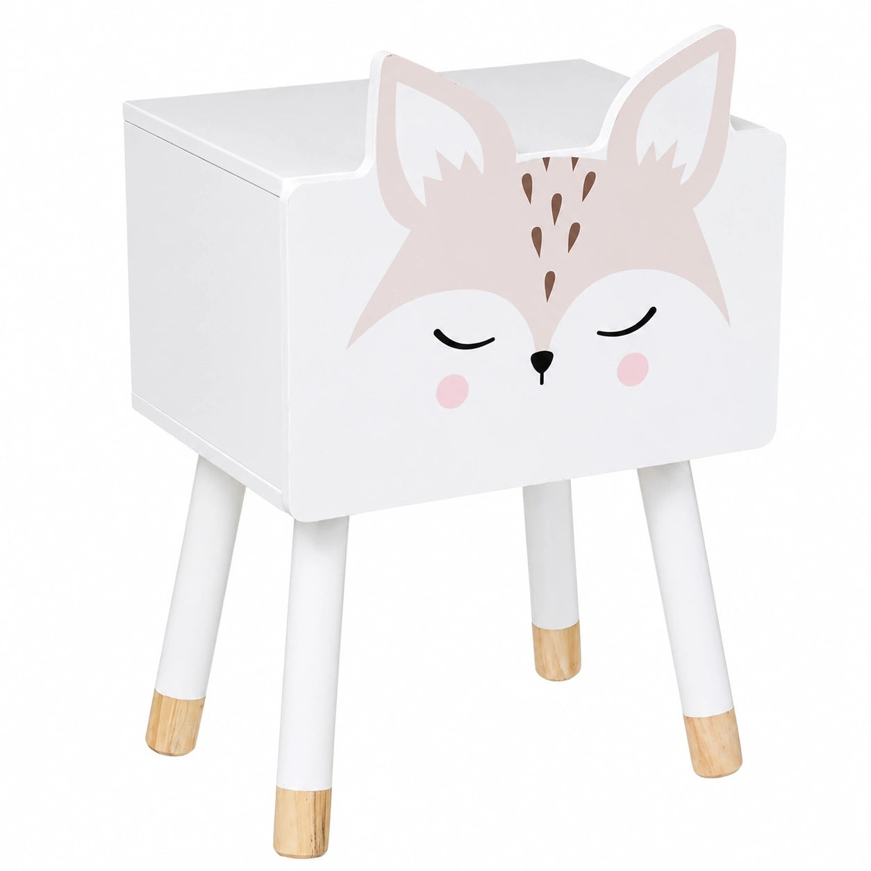 Atmosphera Nachttisch für Kinder, Fuchs Design, Weiß und Bunt, Holz