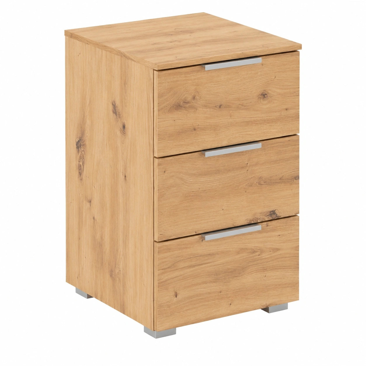 Alabama Nachttisch, Eiche Artisan, 3 Schubladen, Soft-Close, Alugriff, 40x61x42cm