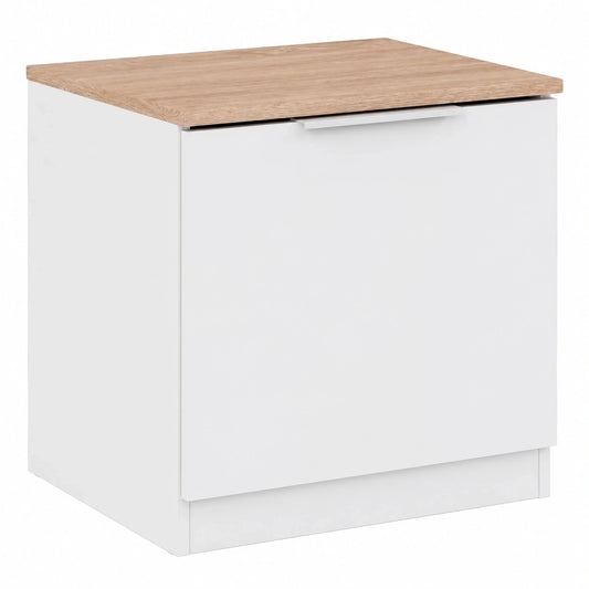 Vicco Nachttisch Betti, Weiß/Sonoma, 50x50 cm mit Tür, ideal für Aufbewahrung