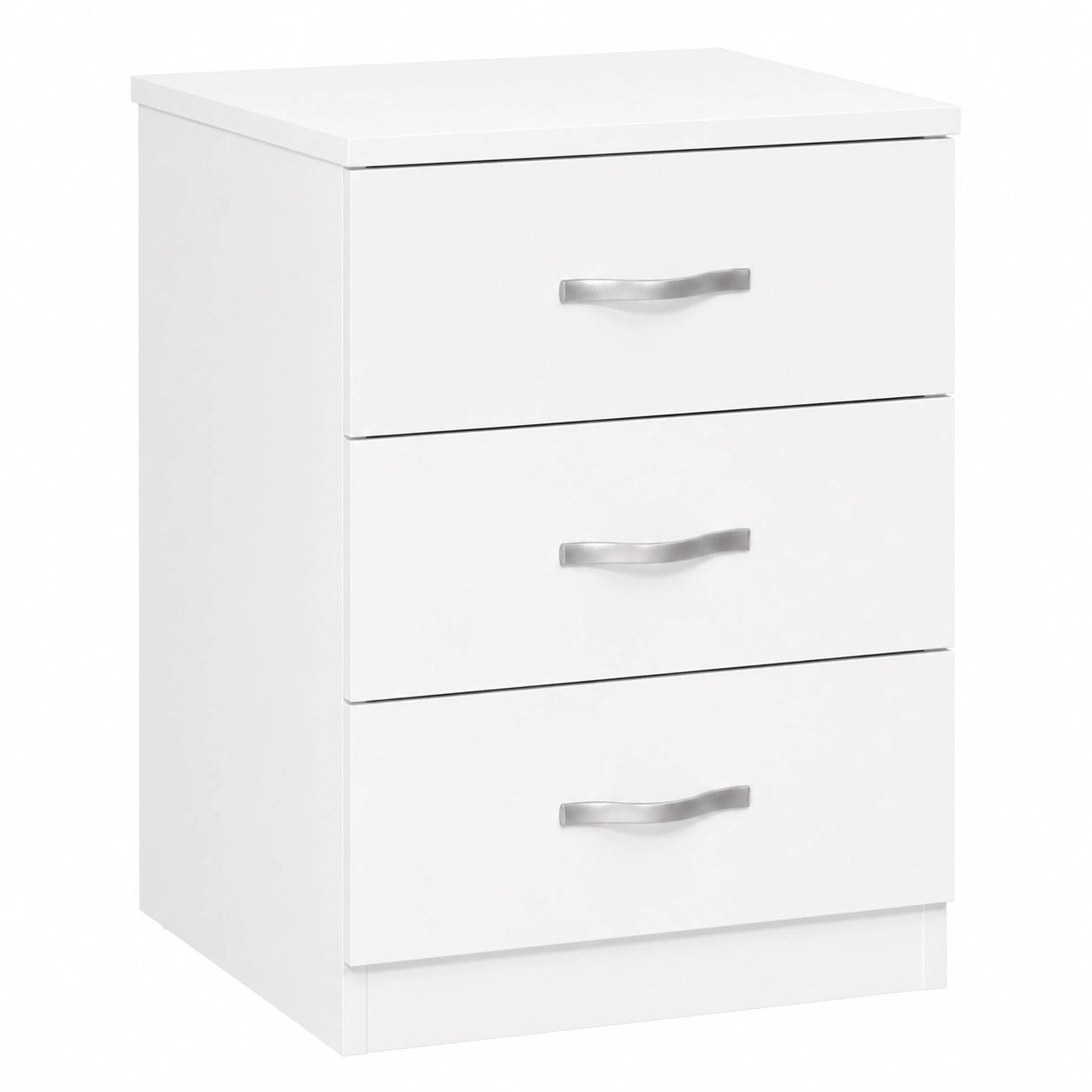 Vida Designs Nachttisch mit 3 Schubladen und Metallgriffen, Riano Serie, weiß