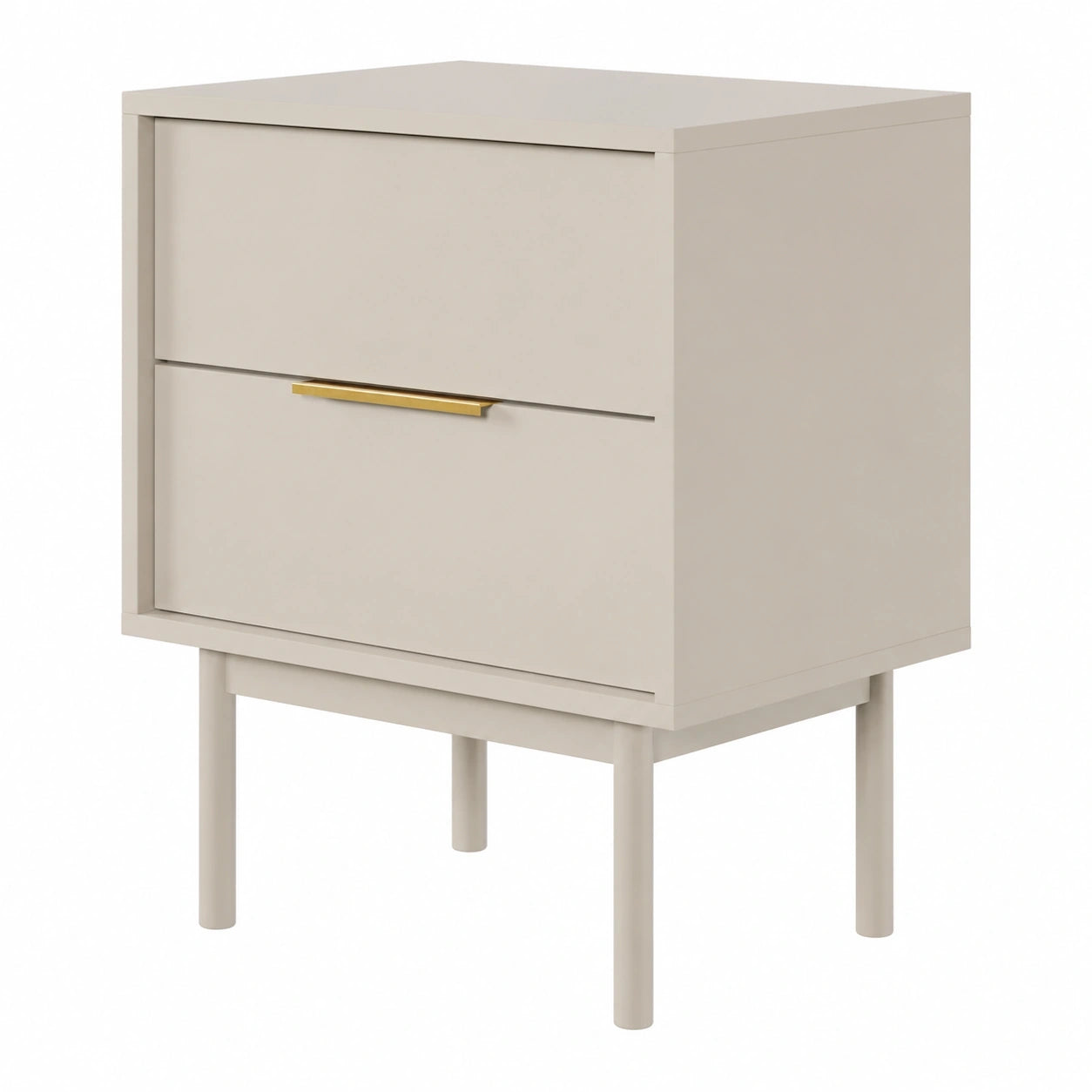 Nachttisch mit 2 Schubladen, 54 cm, Graubeige