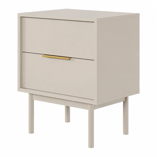 Nachttisch mit 2 Schubladen, 54 cm, Graubeige