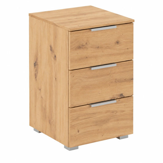 Alabama Nachttisch, Eiche Artisan, 3 Schubladen, Soft-Close, Alugriff, 40x61x42cm