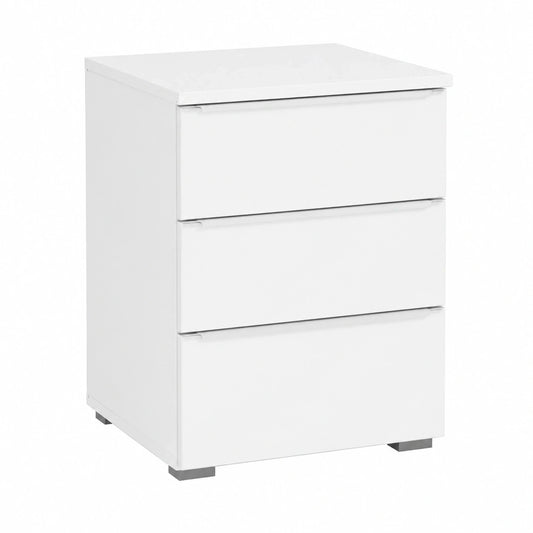 Rauch Möbel Nachttisch-Set, 3 Schubladen, Glasfront, Weiß, 47x62x43cm