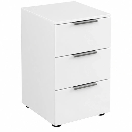 Rauch Möbel Kommode, 3 Schubladen, Softclose, Glas Weiß, 40 cm breit