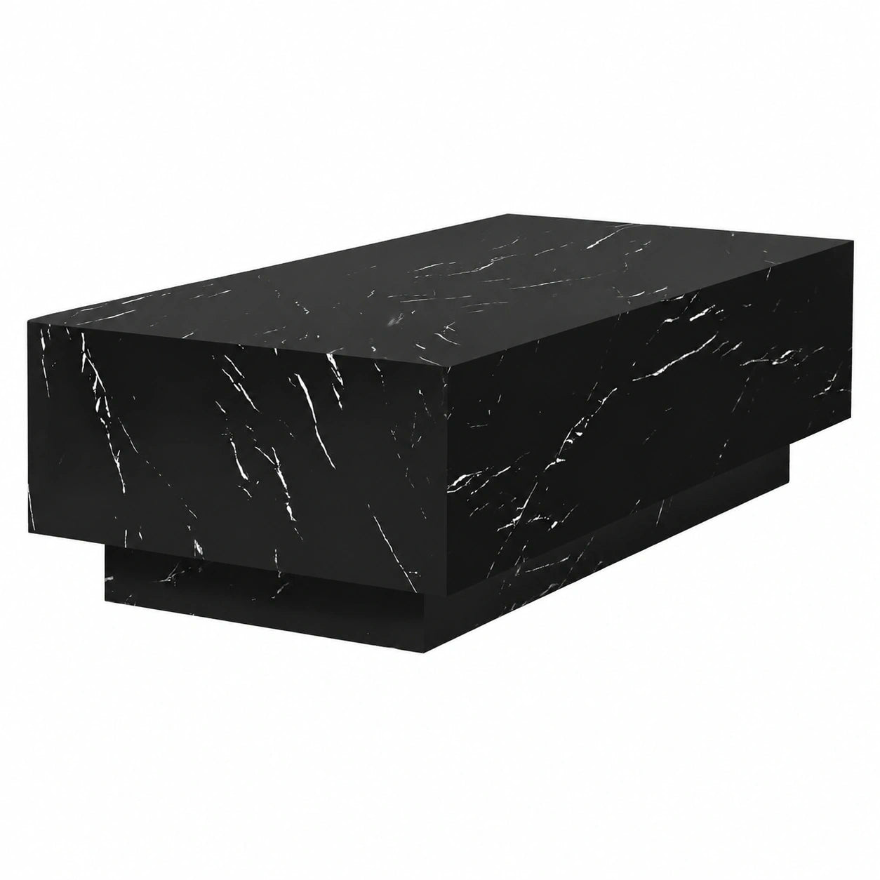 Moderner Couchtisch in schwarzer Marmor-Optik, 120x60x35 cm | Beistelltisch für Wohnzimmer und Schlafzimmer