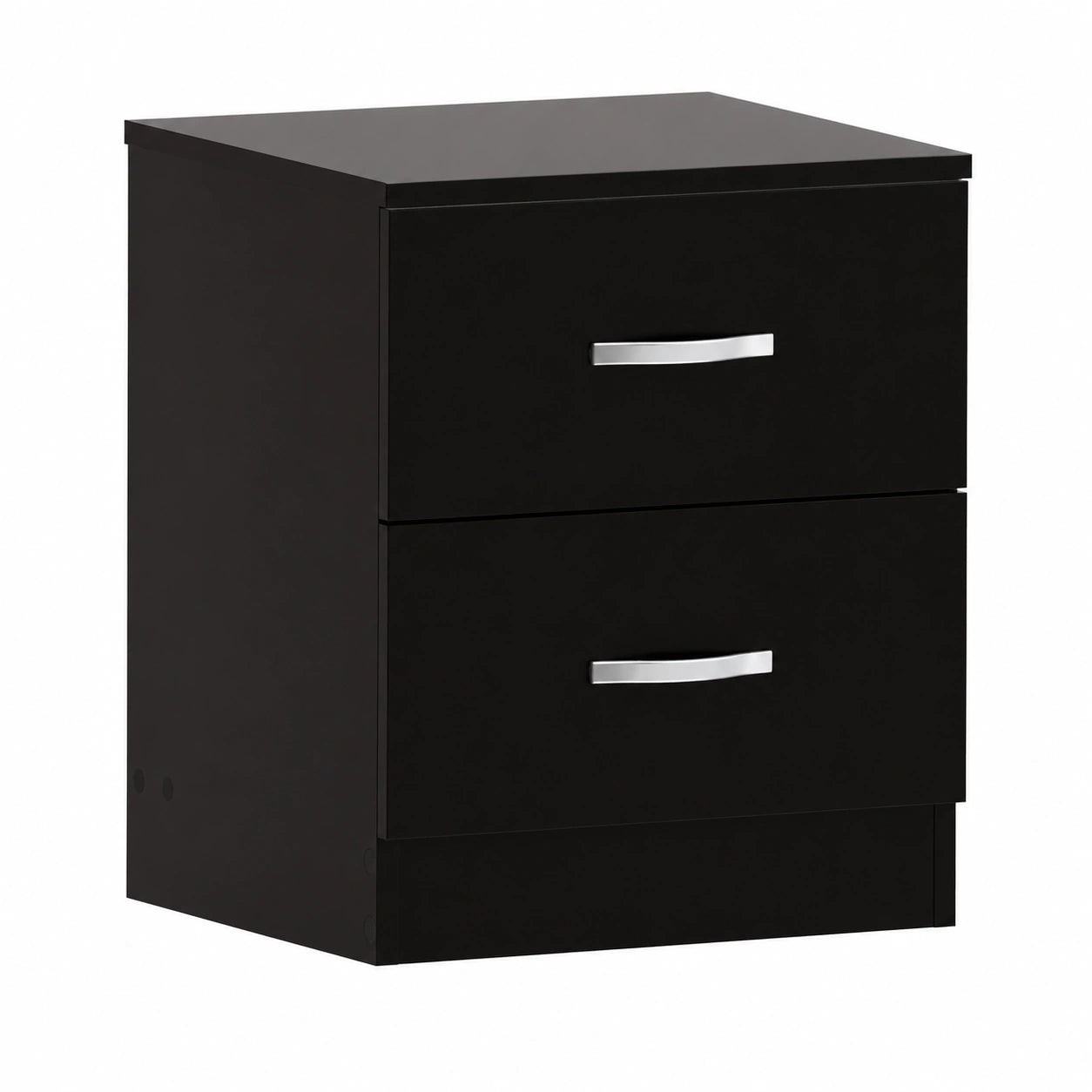 Vida Designs Nachttisch mit 2 Schubladen, Schwarz, Metallgriffe, Anti-Verbiegen Unterstützung, 56x40x36 cm
