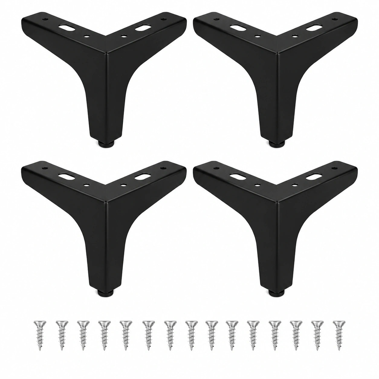QWORK® 4er Set Schwarze Metall-Möbelfüße, 10cm, Ideal für Schränke, TV-Schränke und Nachttische, Tragkraft bis 800kg, Schrauben Inklusive